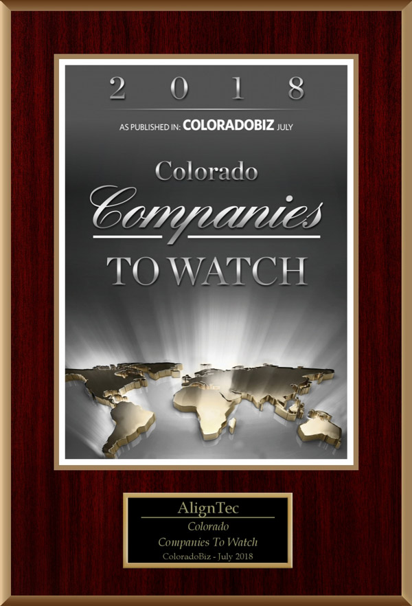 AlignTec receiving the 2018 Colorado Companies to Watch award